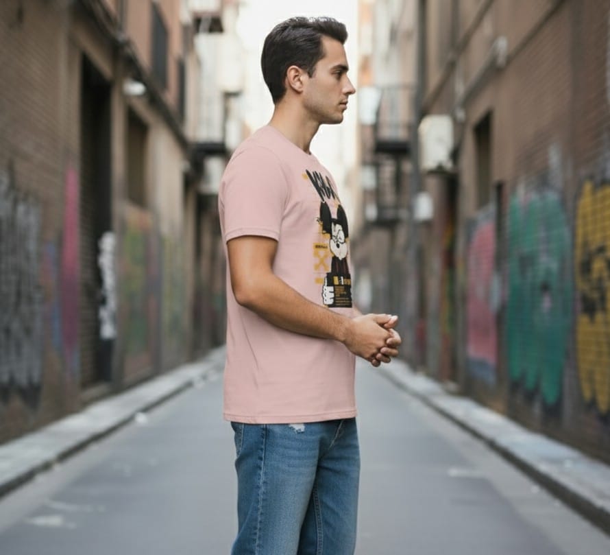 Printed Oversized T-shirt Beige