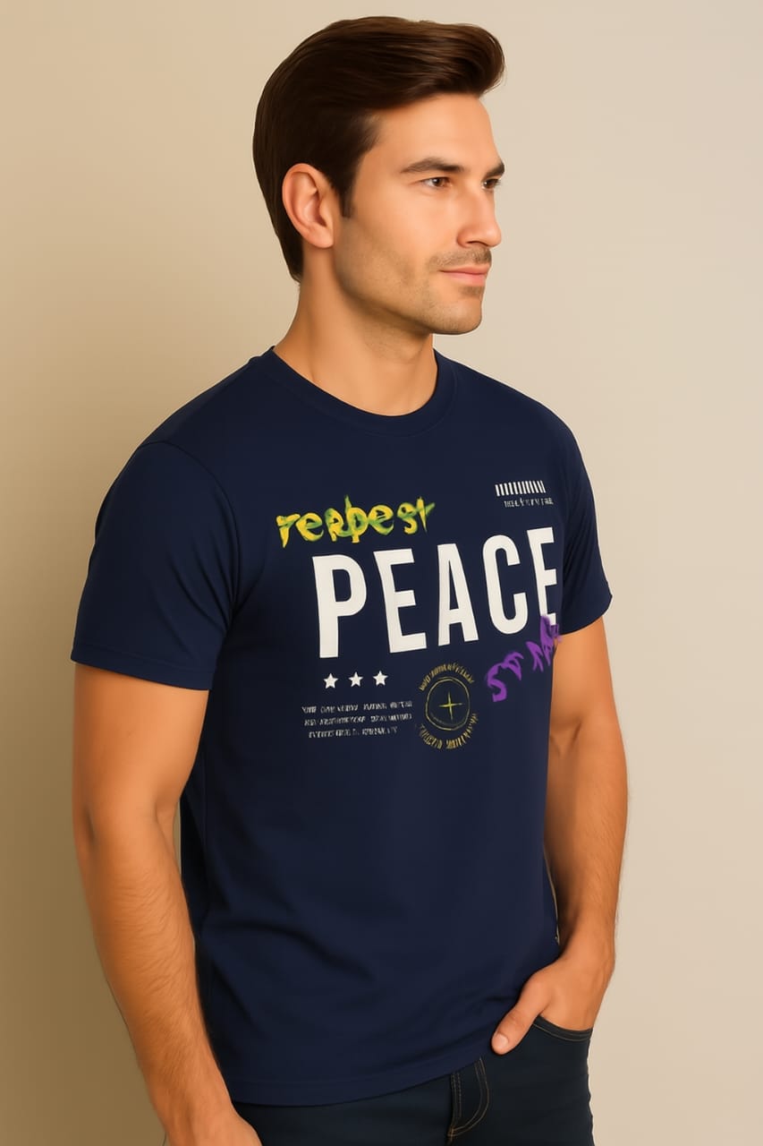 Printed Oversized T-shirt Dark Blue