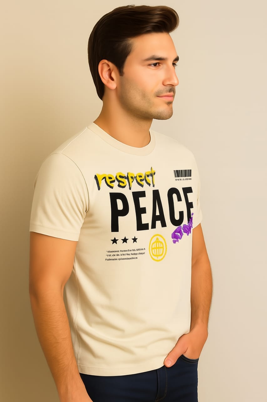 Printed Oversized T-shirt Beige