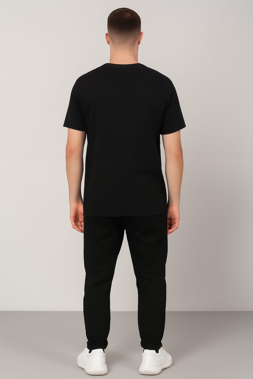 Printed t-shirt half sleeve regular fit black