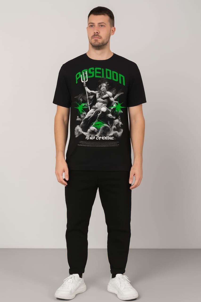 Printed t-shirt half sleeve regular fit black