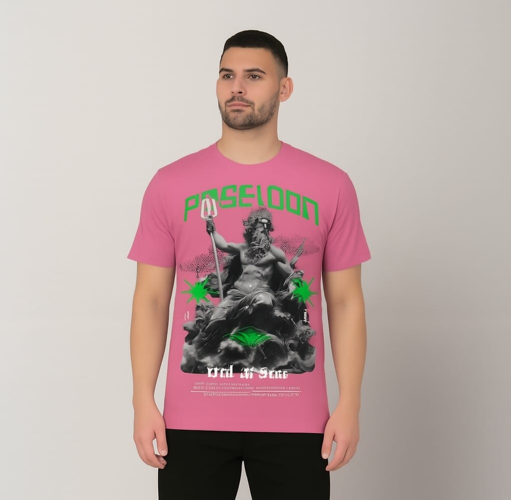 Printed t-shirt half sleeve regular fit pink