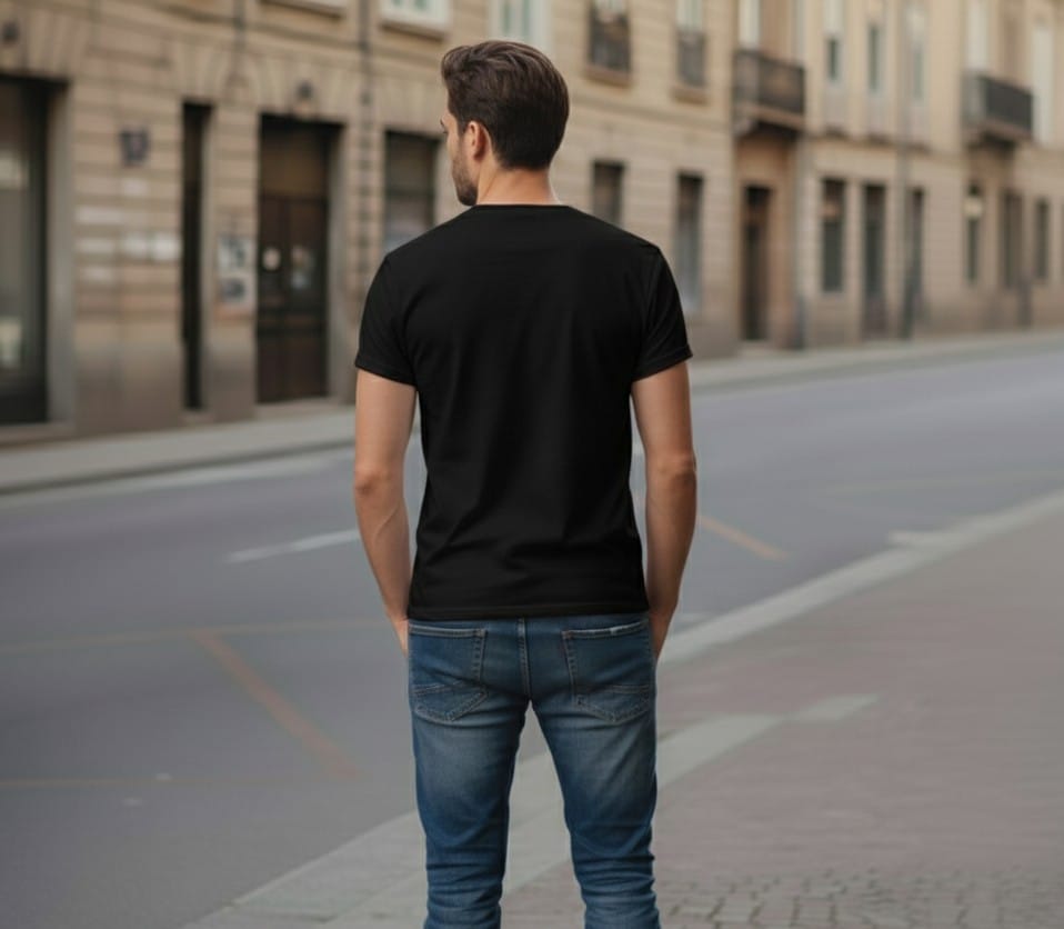 Printed t-shirt half sleeve regular fit black