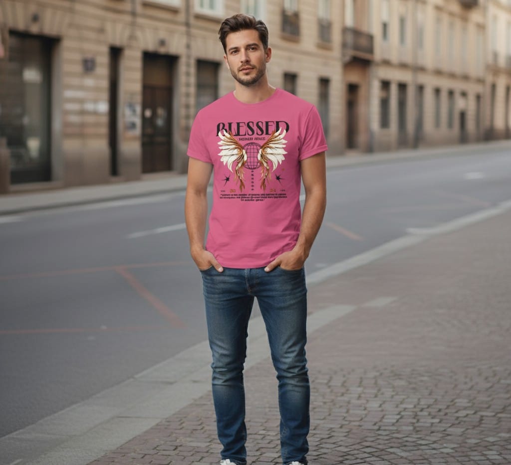 Printed t-shirt half sleeve regular fit pink