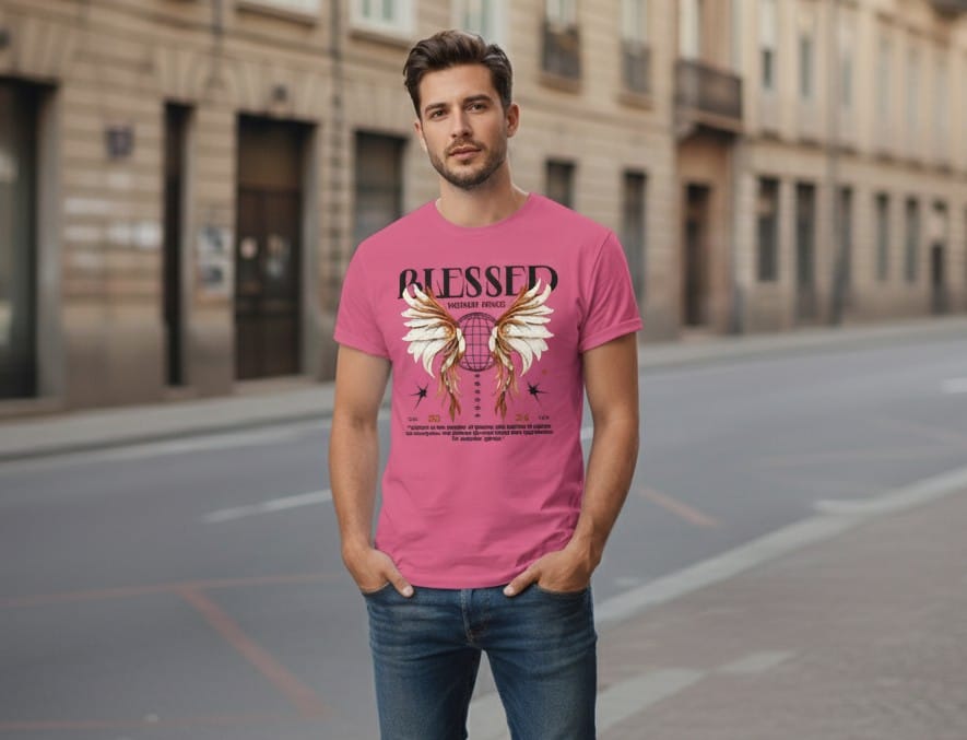 Printed t-shirt half sleeve regular fit pink