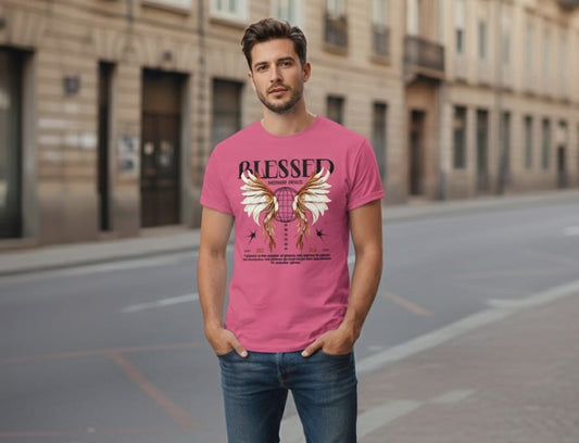 Printed t-shirt half sleeve regular fit pink