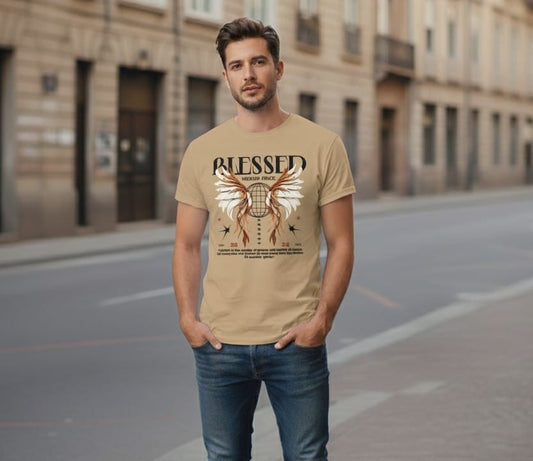 Printed t-shirt half sleeve regular fit beige