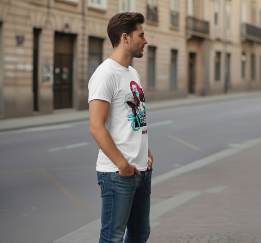 Printed t-shirt half sleeve regular fit white