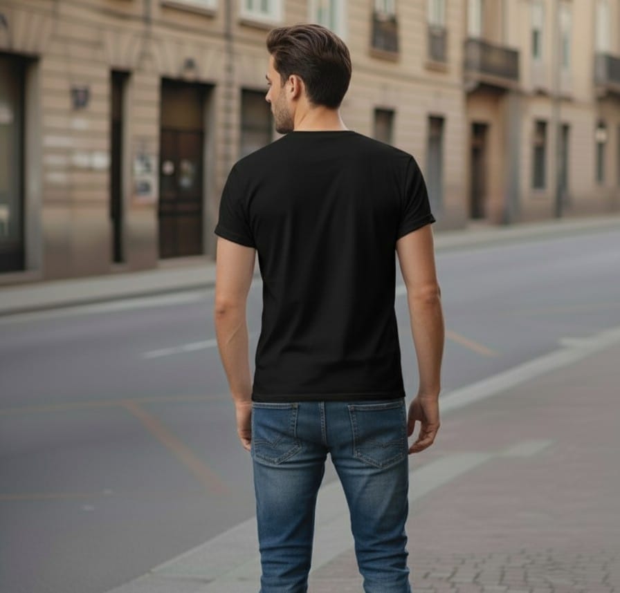 Printed t-shirt half sleeve regular fit black