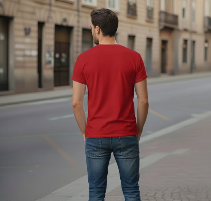 Printed t-shirt half sleeve regular fit red