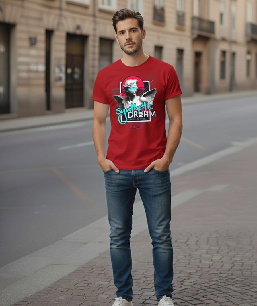 Printed t-shirt half sleeve regular fit red