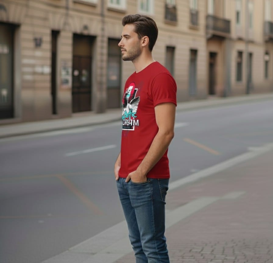 Printed t-shirt half sleeve regular fit red