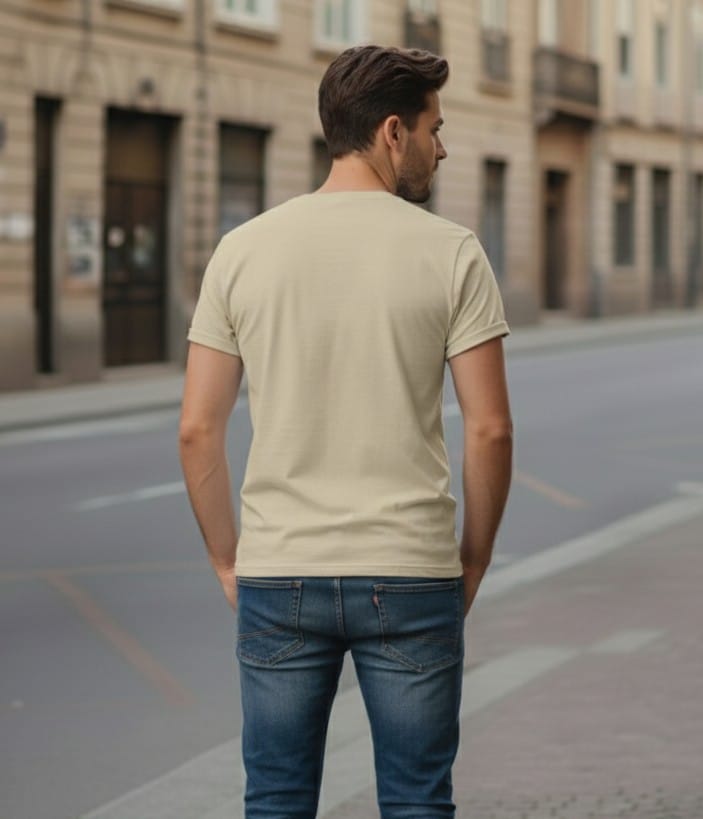 Printed t-shirt half sleeve regular fit beige