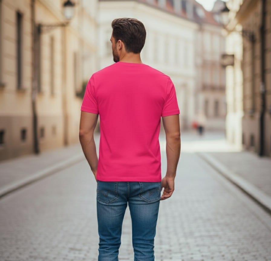 Printed t-shirt half sleeve regular fit pink