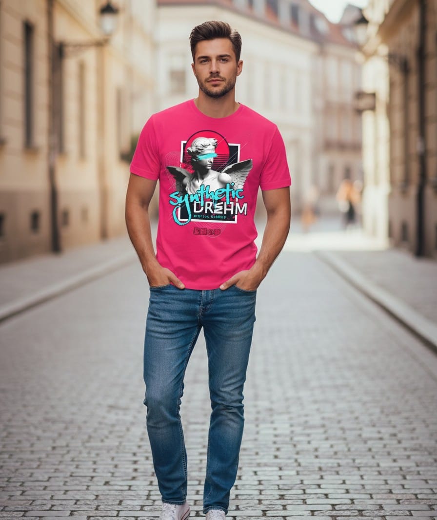 Printed t-shirt half sleeve regular fit pink