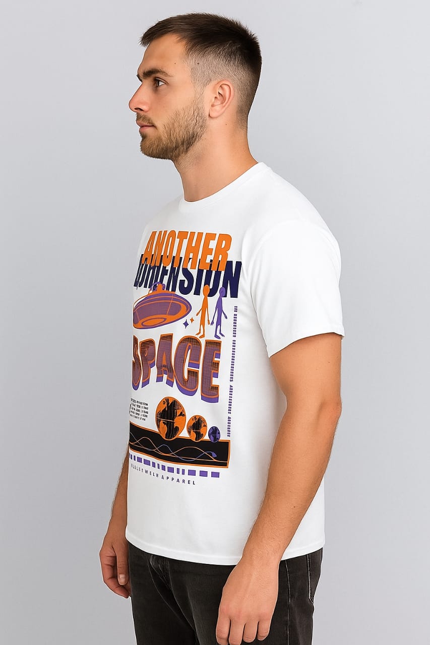 Printed t-shirt half sleeve regular fit white