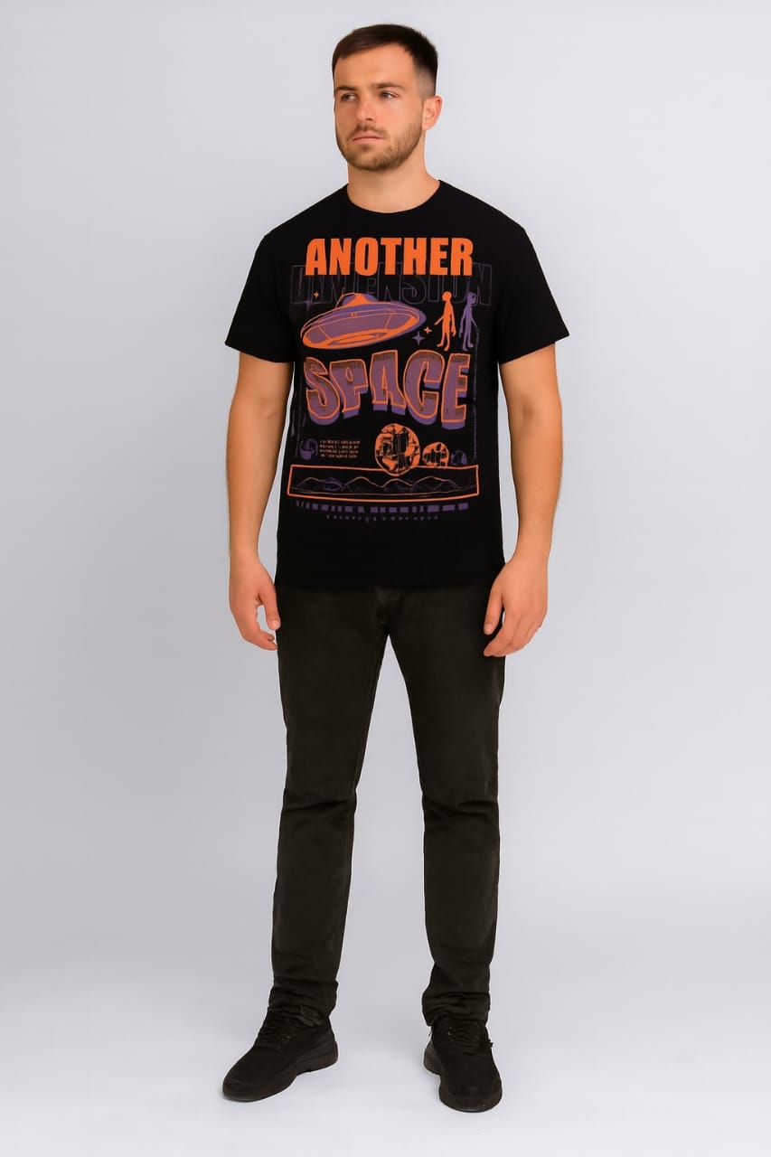 Printed t-shirt half sleeve regular fit black