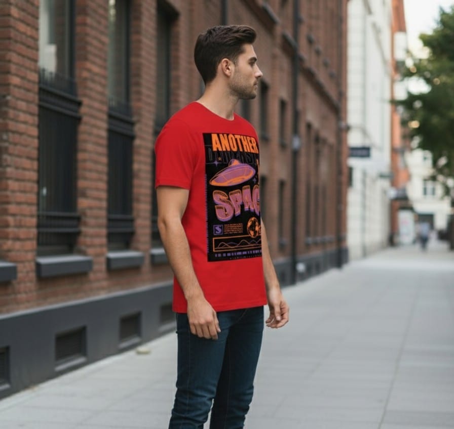Printed t-shirt half sleeve regular fit red