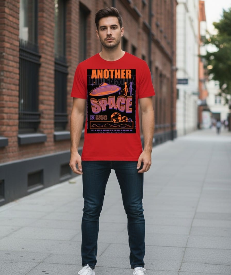 Printed t-shirt half sleeve regular fit red