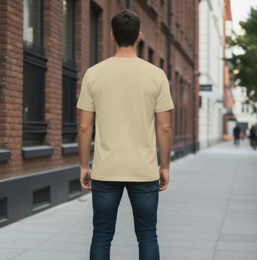 Printed t-shirt half sleeve regular fit beige