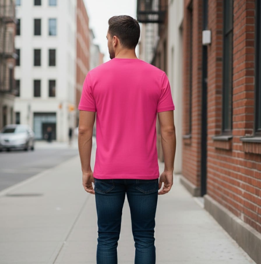 Printed t-shirt half sleeve regular fit pink