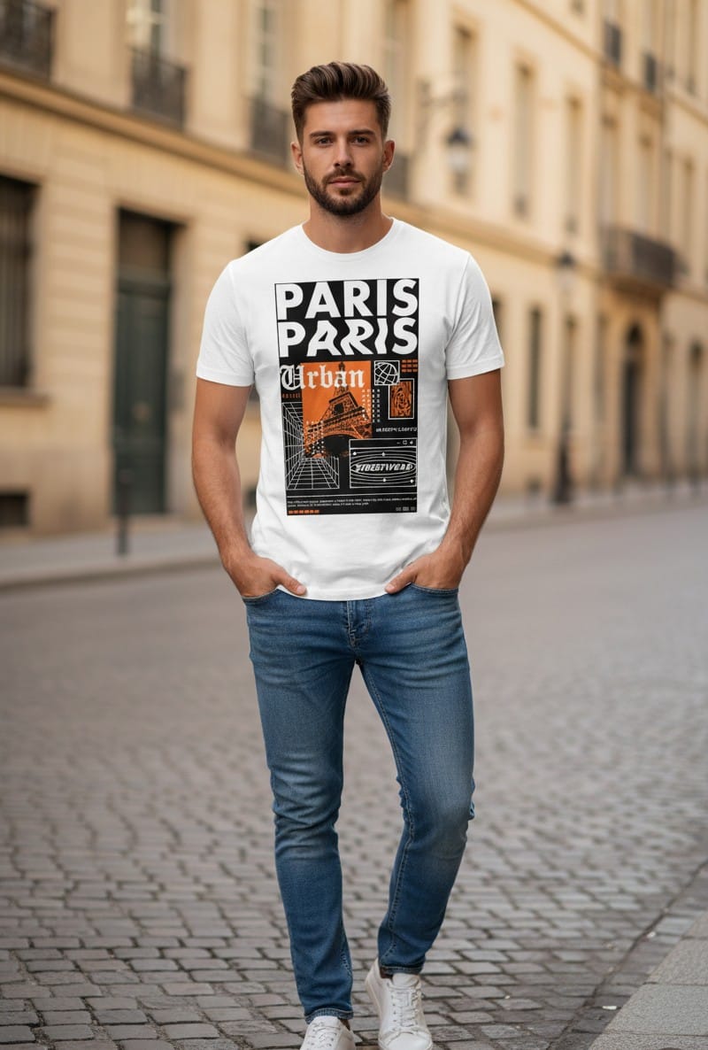 Printed t-shirt half sleeve regular fit white