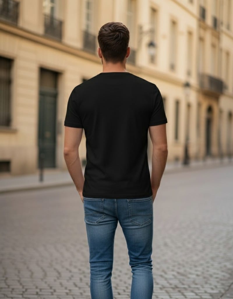 Printed t-shirt half sleeve regular fit black