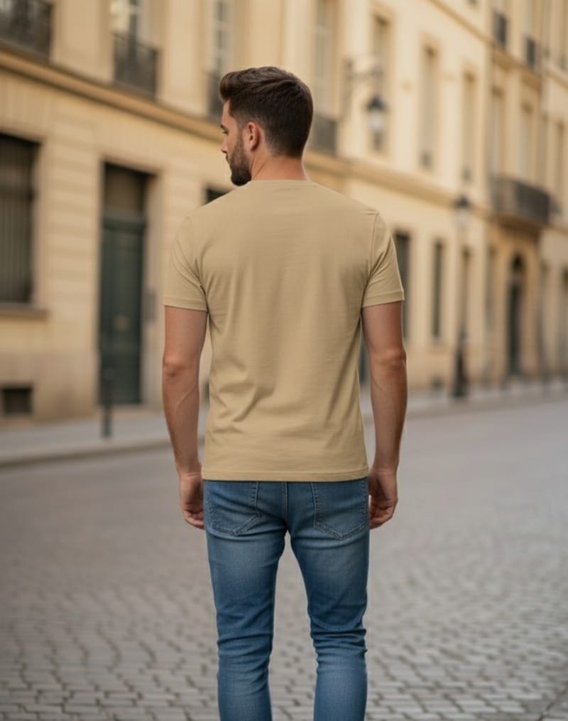Printed t-shirt half sleeve regular fit beige