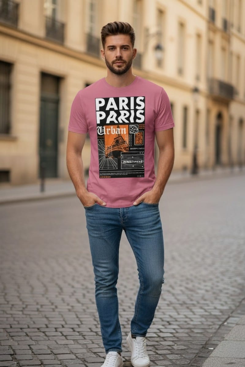 Printed t-shirt half sleeve regular fit pink