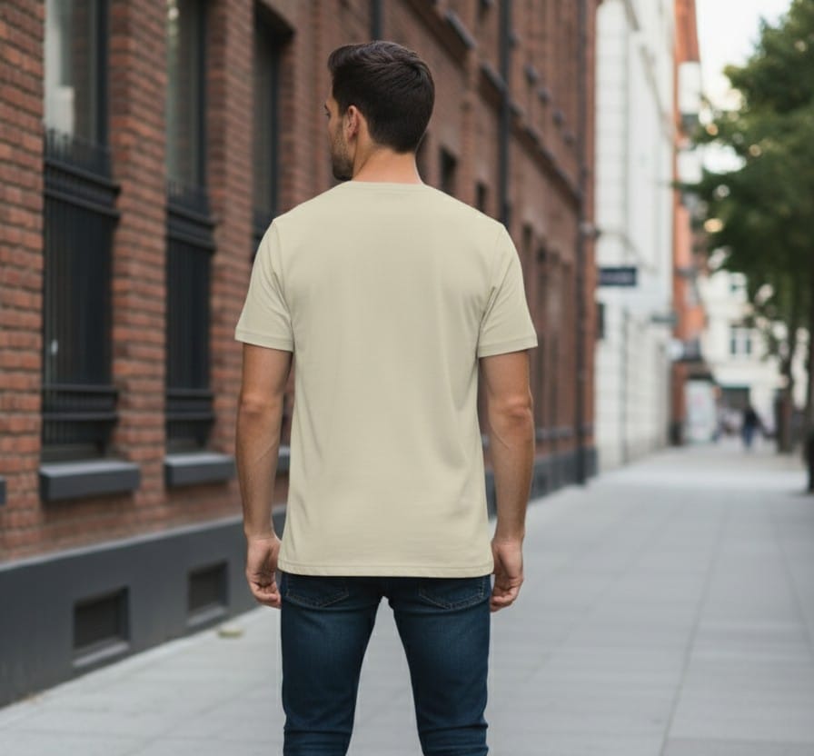 Printed t-shirt half sleeve regular fit beige