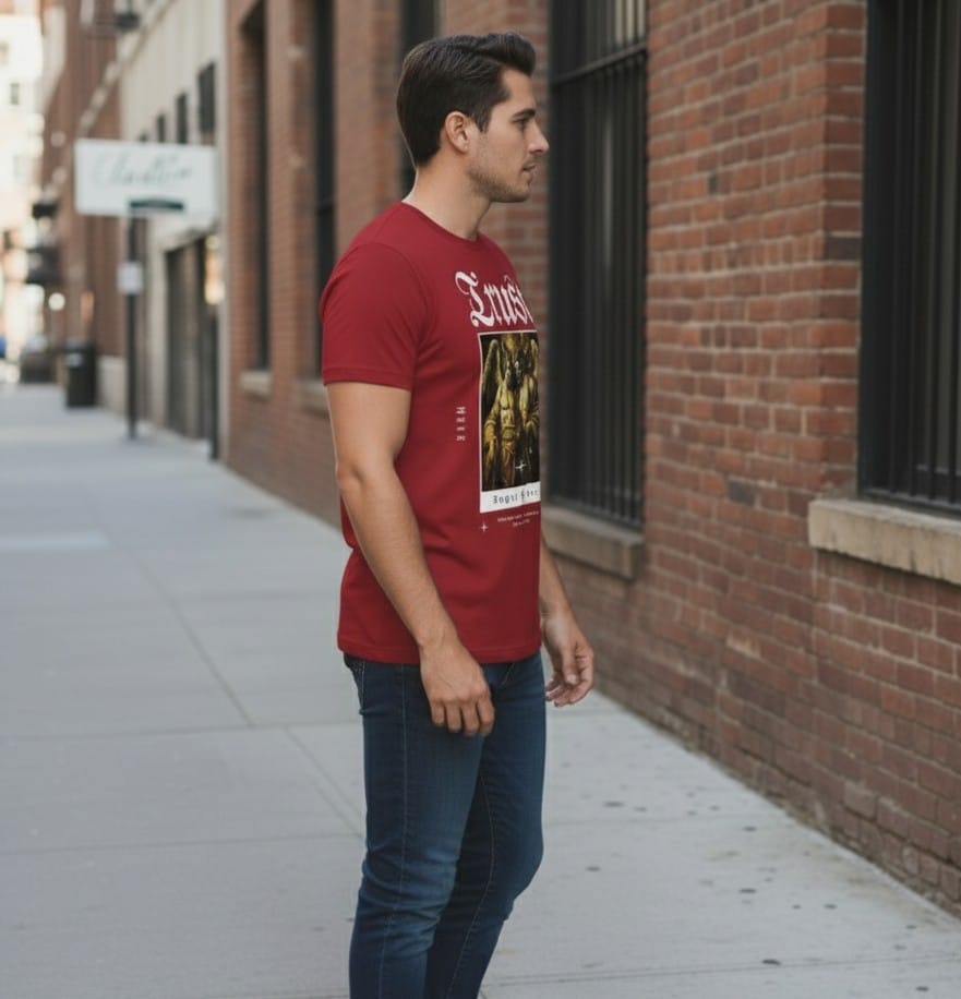 Printed t-shirt half sleeve regular fit red