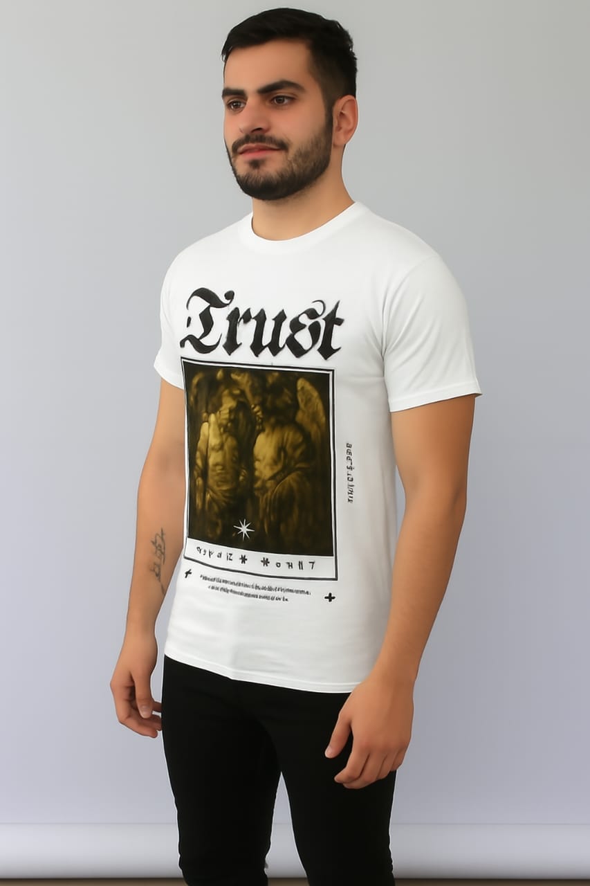 Printed t-shirt half sleeve regular fit white