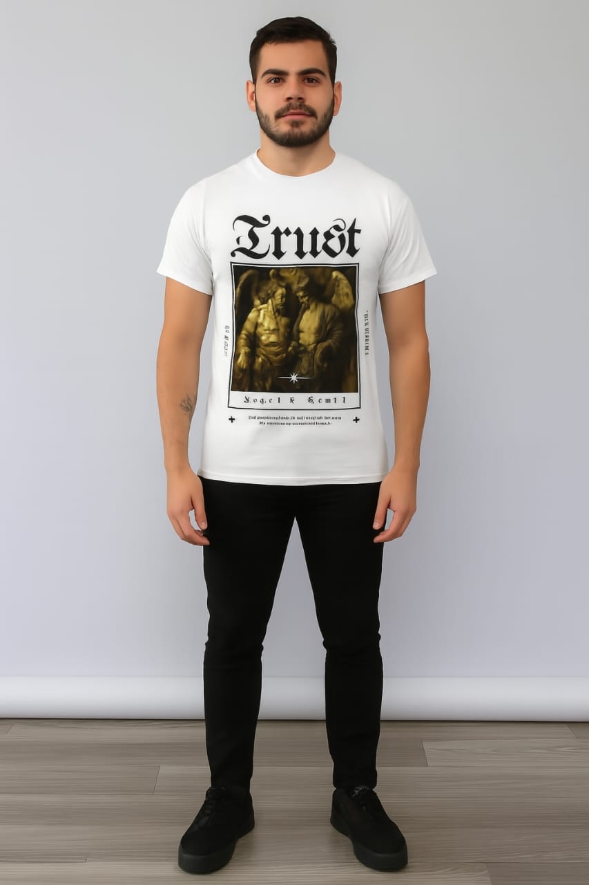 Printed t-shirt half sleeve regular fit white